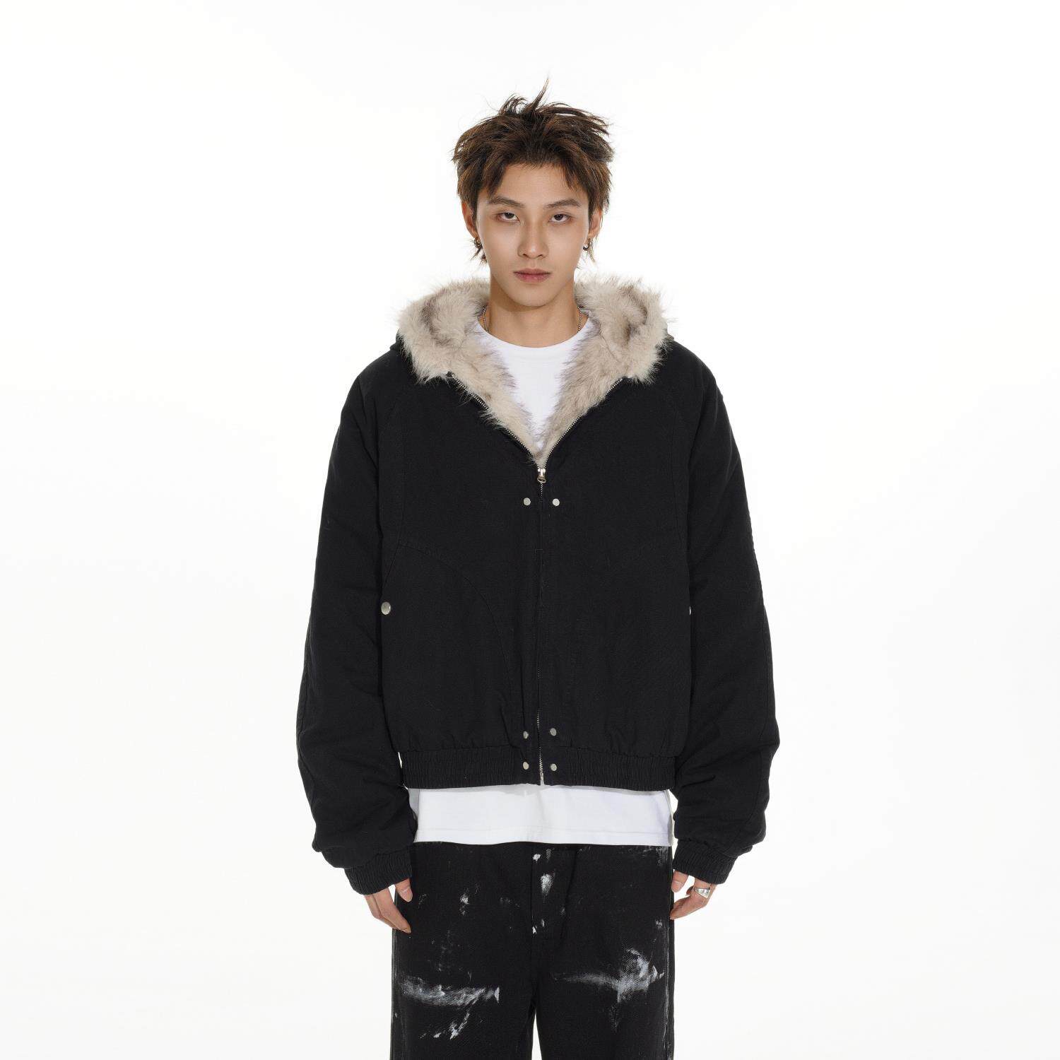 MRNEARLY美式cleanfit毛领座山雕夹克棉服男冬季加厚短款工装外套