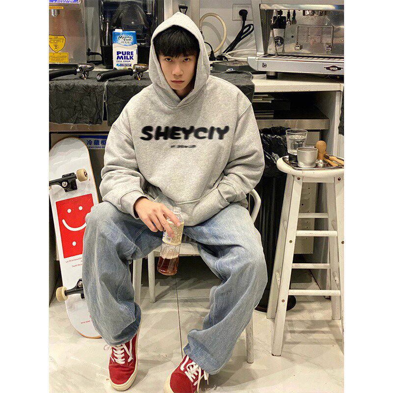 美式复古重磅oversize连帽衫卫衣男生2025春秋新款高街潮ins外套