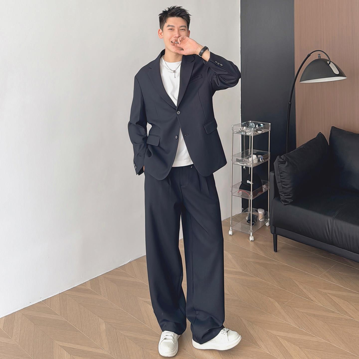 朱渣渣韩国2026新款高级感男士西服套装结婚宽松休闲潮流订婚西装
