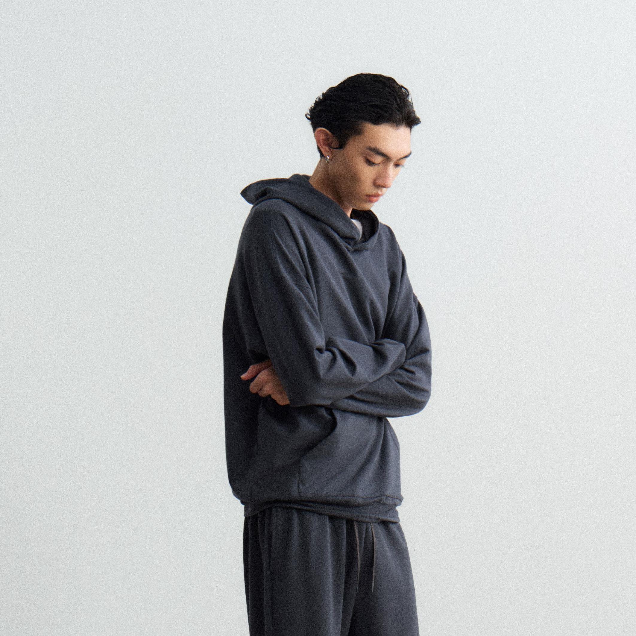 UTIMUS/ 莫代尔毛圈连帽卫衣男秋季宽松套头帽衫休闲长袖打底外套