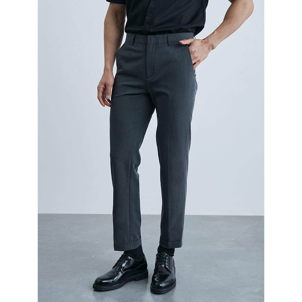 秋季男士黑色九分裤直筒百搭免烫西装裤弹力休闲裤商务修身长裤男