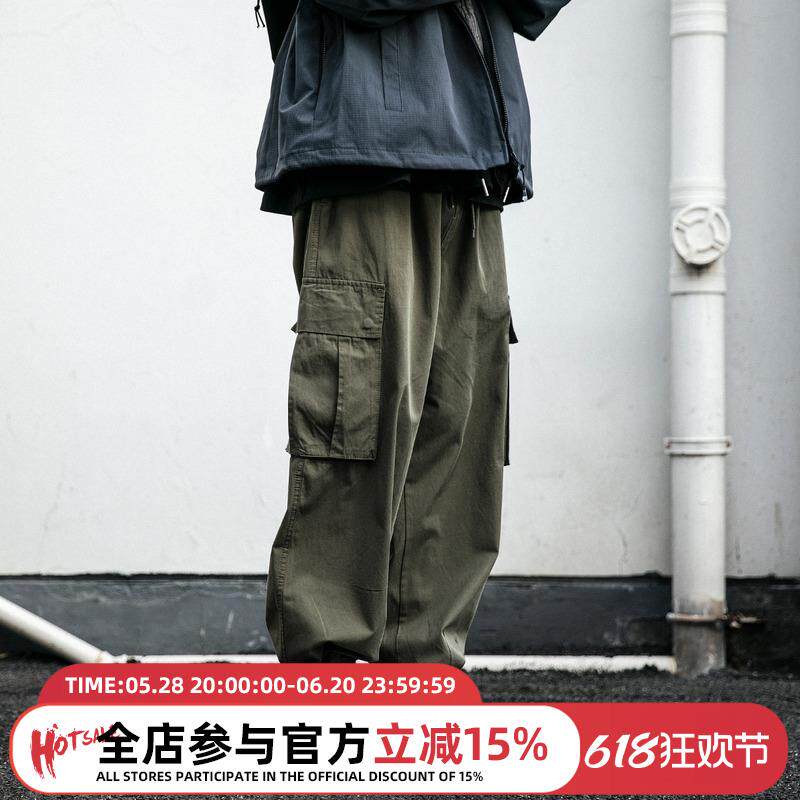 男春季伞兵裤潮牌宽松小脚裤工装裤子直筒抽绳百搭束脚休闲长裤子