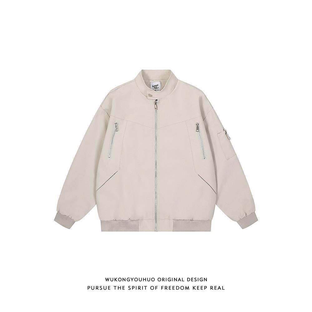 悟空有货美式高街立领工装飞行员夹克男潮牌拉链设计感棒球服外套