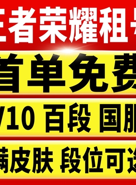 特价*王者出租v10在榜国服百段主播苹果安卓q区v微武圣关羽皮肤速