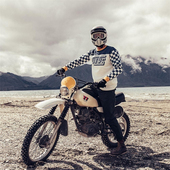 夏季 复古越野骑行服山地摩托车透气网眼排汗T恤速干衣骑士机车服