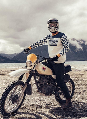 夏季复古越野骑行服山地摩托车透气网眼排汗T恤速干衣骑士机车服