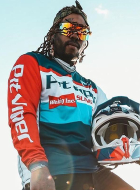 2023复古长袖白色越野速降摩托车服透气速干速降服摩旅机车服通用