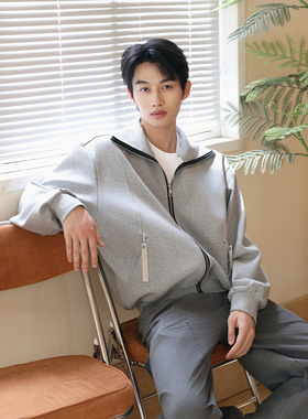 VANNYBUNNY灰色拉链卫衣外套开衫韩版休闲宽松运动春秋