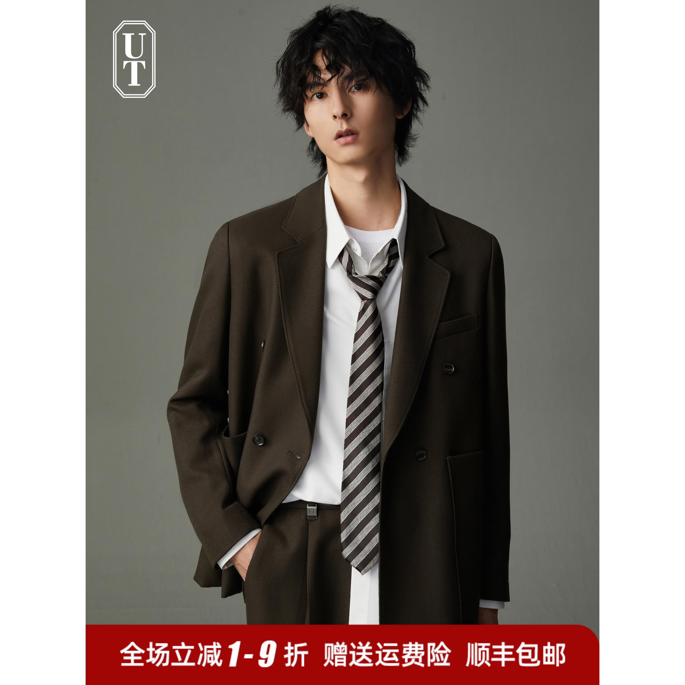 高端黑色西装夹克男士帅气春秋韩式时尚休闲小西服套装单身西式男