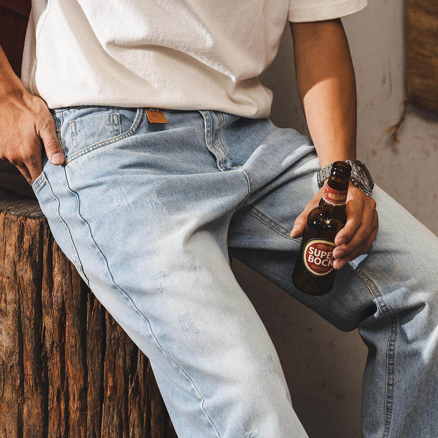 浅蓝色牛仔裤男款夏季直筒202牛仔裤