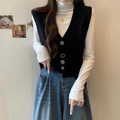 针织马甲外套女秋冬大码微胖mm显瘦时尚小香风背心马夹毛衣上衣