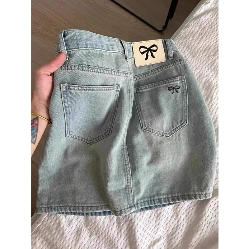 大码复古美式牛仔半身裙女夏季胖mm宽松显瘦高腰包臀a字短裙子