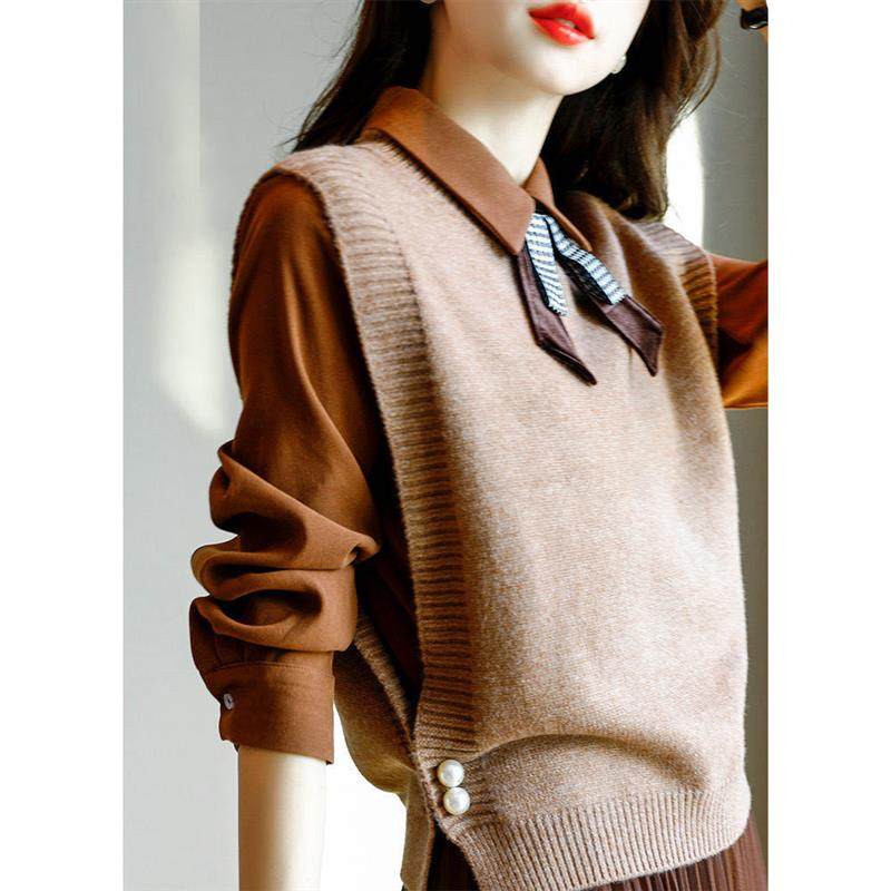 针织马甲背心女2025秋季新款韩版设计感小众内搭衬衣无袖毛衣坎肩