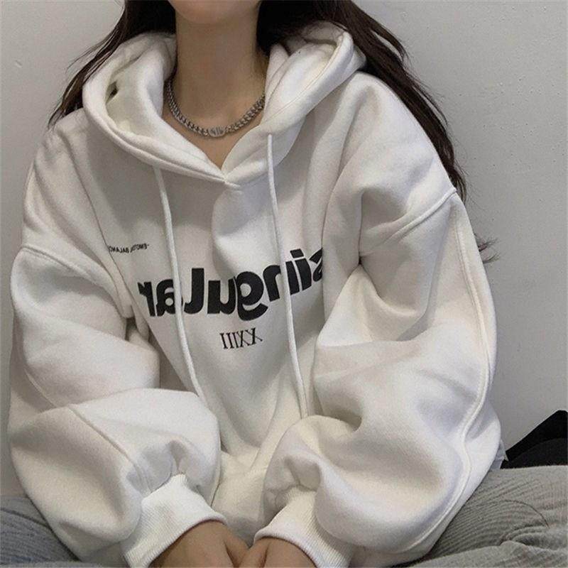 加绒加厚秋冬新款连帽卫衣女韩版大码胖mm外套宽松上衣学生情侣装