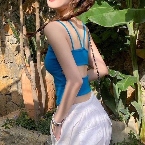 美背白色纯欲风带胸垫小吊带背心女夏季内搭外穿独特精致绝美上衣