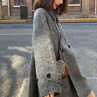 2025年新款双面羊绒羊毛大衣女中长款a字版斗篷小香风羊毛呢外套