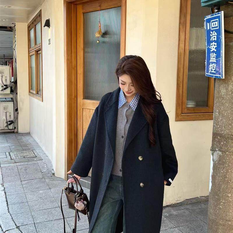 羊毛双面呢大衣女2025秋冬季新款韩系宽松高级感长款毛呢外套潮,女装/女士精品,毛呢外套,淘宝优惠券,粉丝福利购,淘宝优惠卷