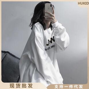 长袖卫衣女2025秋季新款韩版原宿风bf无帽薄款宽松学生外套ins潮