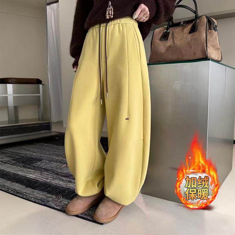 冬季新款加绒加厚运动裤女款高腰宽松显瘦束脚裤百搭减龄阔腿裤子