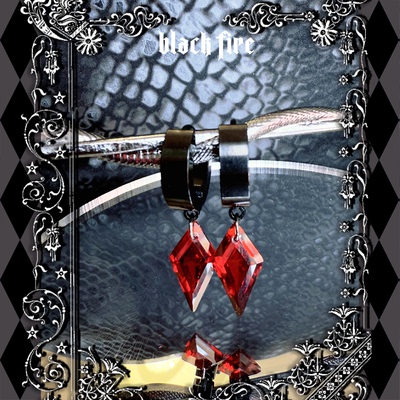 龙之息超闪锆石黑红冰锥个性小众男生酷炫耳圈耳环