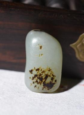 一口气老气黑油皮蓝色调和田玉青白玉籽料原石手串籽玩籽玩料