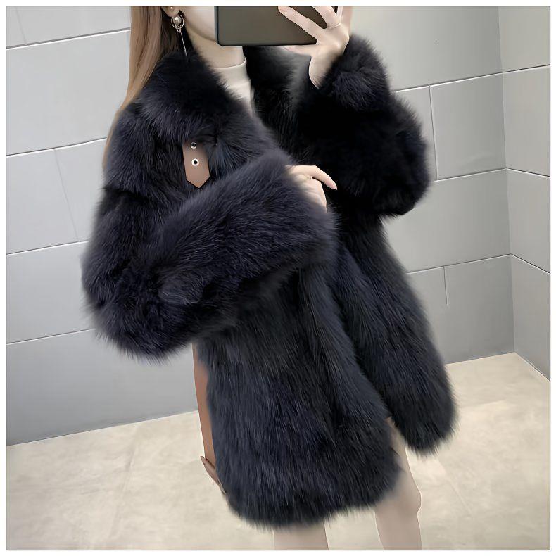 黑色高级感年轻仿皮草外