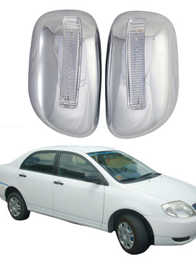 适用于2001-2003款丰田COROLLA花冠带灯镜盖led灯倒车镜罩电镀