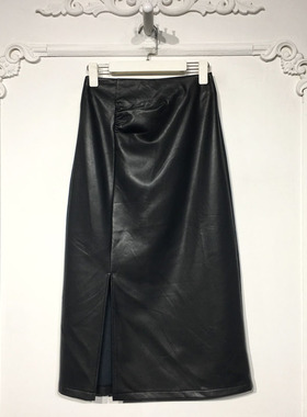 VE系列 D99905 时尚pu皮半身裙品牌女装折扣馨薪备