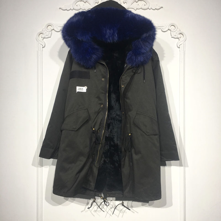 潮系列 8280S078 时尚真毛领真毛内胆派克服品牌女装折扣颦薪