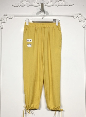 乔系列 D91746 时尚松紧腰纯色九分裤品牌女装折扣馨薪