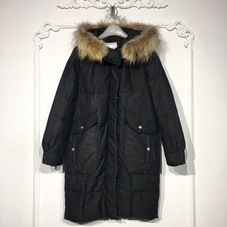 对B系列 8283S232 时尚真毛领羽绒服品牌女装折扣颦薪