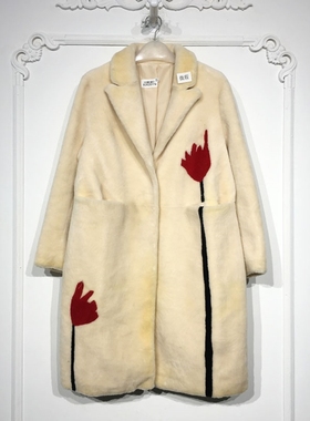 潮系列 8282S174 时尚羊毛羊剪绒外套品牌女装折扣-微瑕颦薪