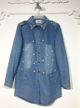 潮系列 8323S053 时尚牛仔衬衫品牌女装折扣颦薪