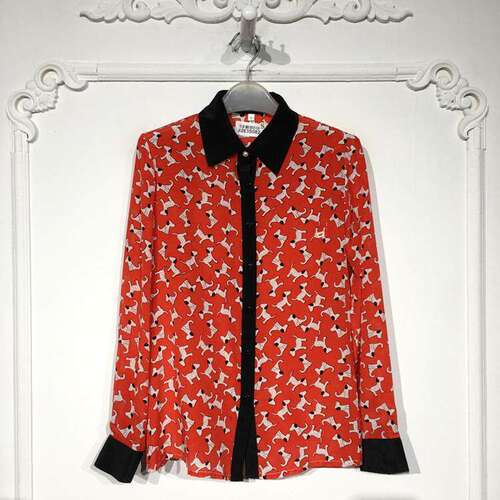 潮系列 8263S082 时尚真丝上装品牌女装折扣颦薪