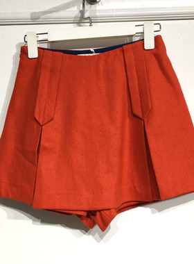 新Z系列 D82854 时尚毛呢短裤品牌女装折扣颦薪