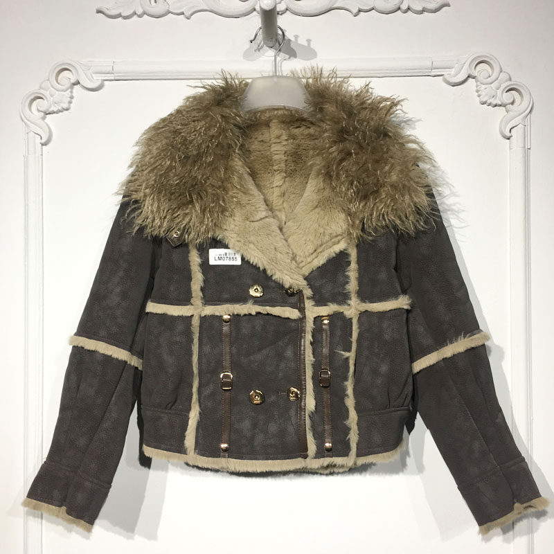 潮系列 LM07855 时尚仿皮毛一体短款外套品牌女装折扣颦薪,女装/女士精品,短外套,淘宝优惠券,粉丝福利购,淘宝优惠卷