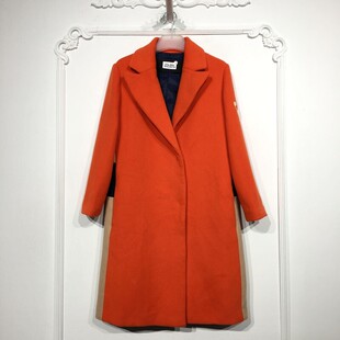 欧系列 8043S074 时尚长款毛呢外套品牌女装折扣颦薪