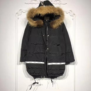 真毛领羽绒服品牌女装 时尚 折扣颦薪 8280S140 潮系列