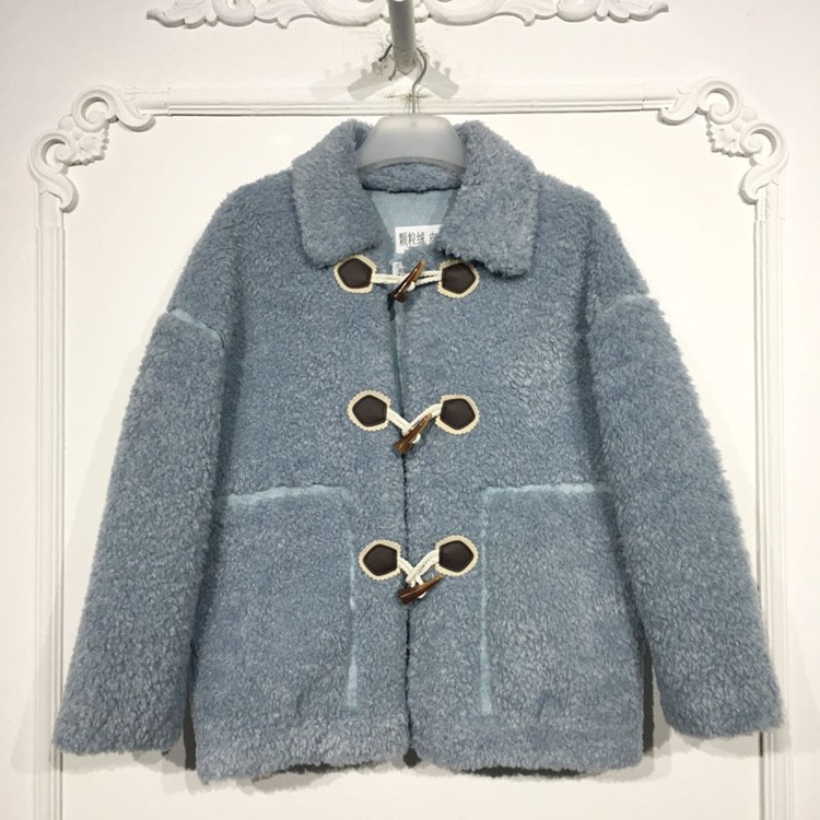 潮系列 8147S094 时尚颗粒绒皮毛一体外套品牌女装折扣颦薪