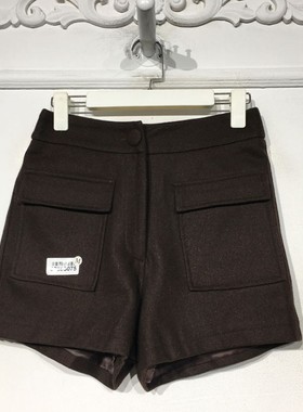 潮系列 8288S075 时尚毛呢短裤品牌女装折扣颦薪