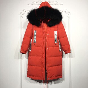 羽绒服品牌女装 N系列 真毛领长款 时尚 折扣颦薪 8129S027