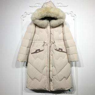 羽绒服品牌女装 沫H系列 真毛领长款 时尚 折扣颦薪 8043S220