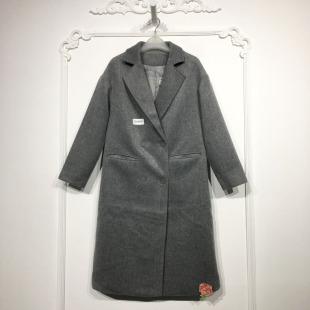 毛呢外套品牌女装 VE系列 长款 时尚 折扣颦薪 D94341