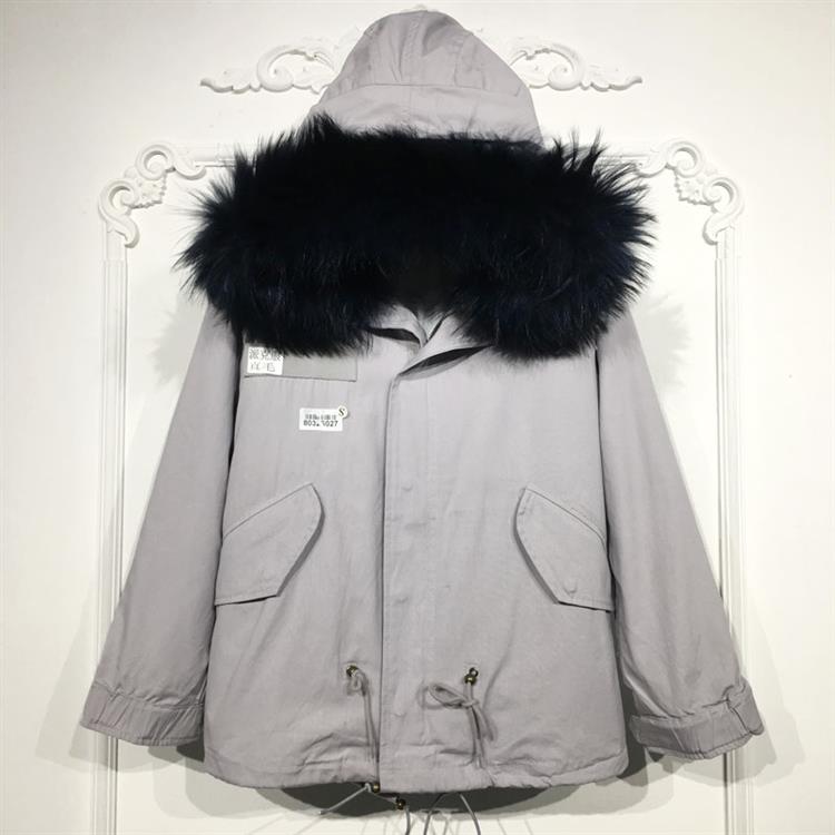 容系列 8032S027 时尚真毛领真毛内胆派克服品牌女装折扣颦薪