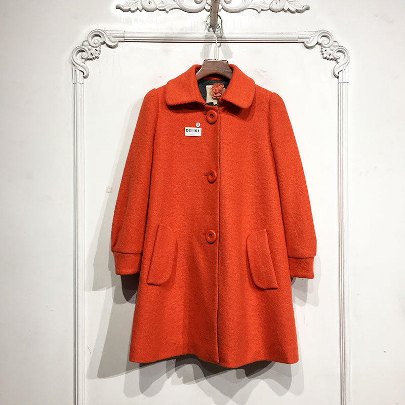 纳系列 D81161 时尚长款毛呢外套品牌女装折扣颦薪