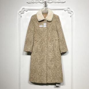 水貂毛领仿貂绒外套品牌女装 西树系列 长款 时尚 折扣颦薪呦 D86319