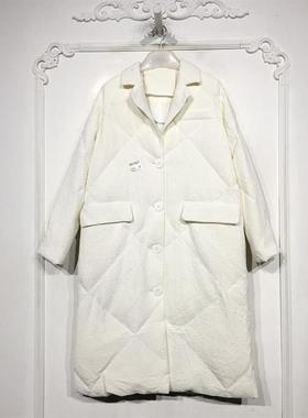 N系列 D91307 时尚长款真毛领羽绒服品牌女装折扣颦薪