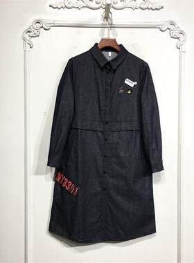 沙旗下M系列B82416 时尚牛仔风衣外套品牌女装折扣颦薪