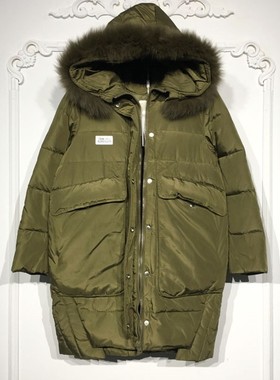 潮系列 8280S210 时尚真毛领羽绒服品牌女装折扣颦薪