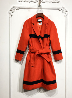 N系列 D81430 时尚长款毛呢外套品牌女装折扣颦薪